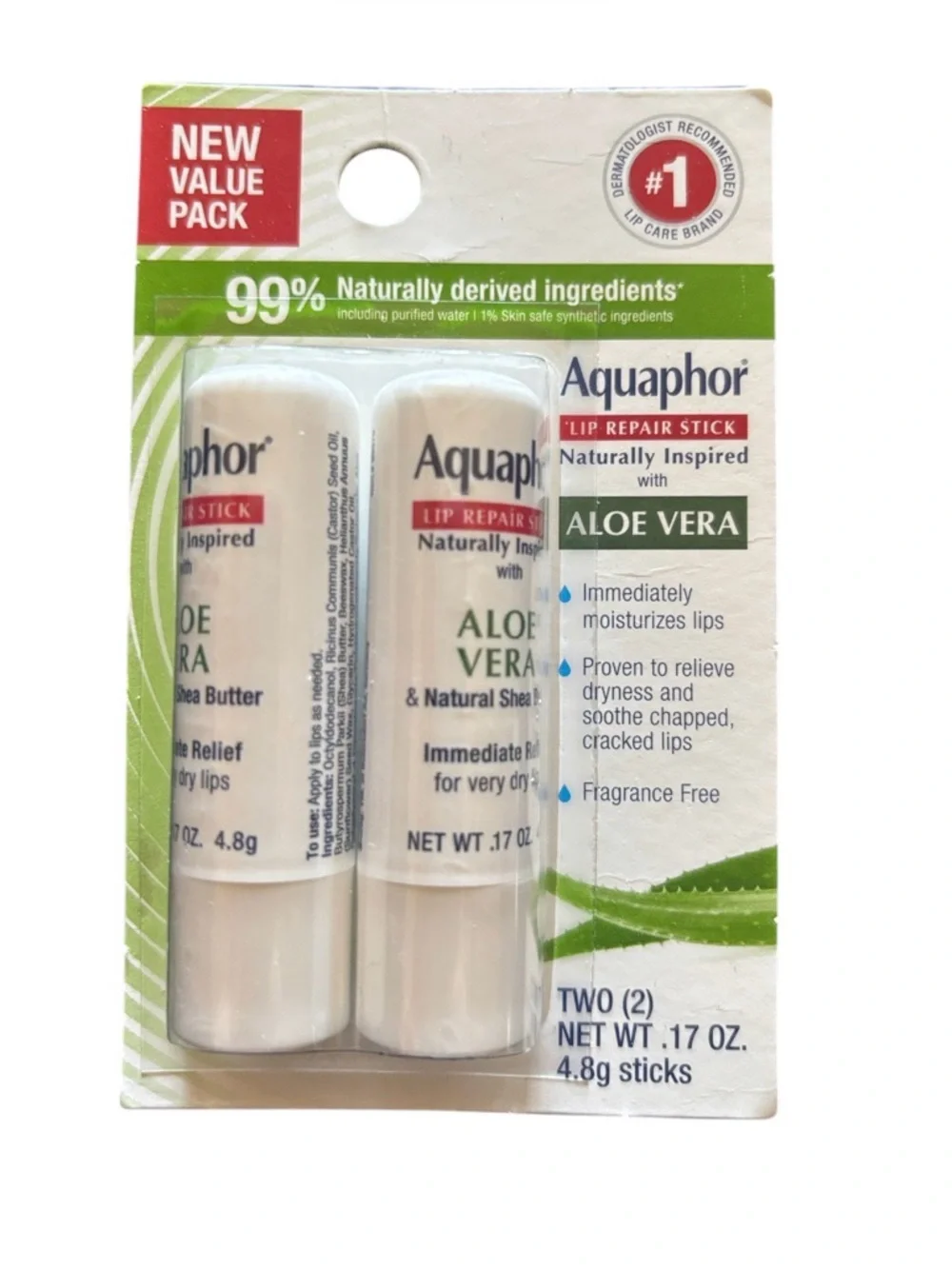 Aquaphor | Lip Repair Sticks BUNDLE | Aloe Vera Natural Shea Butter Lip Relief 2